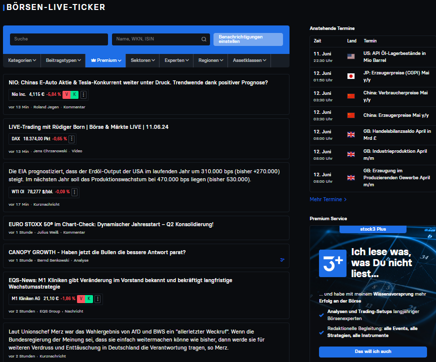 Live ticker Live ticker