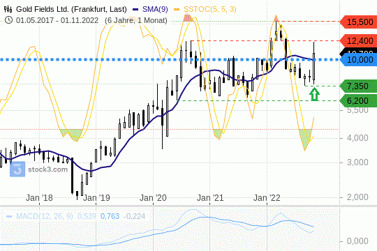 Gold Fields: Kurse springen über 10-EUR-Marke. 25.11.2022